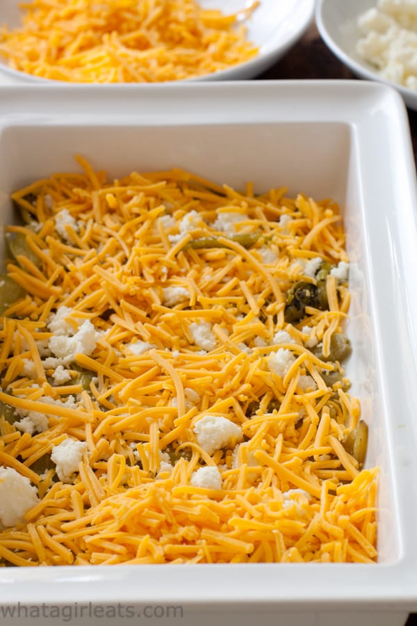layers of cheese on chiles
