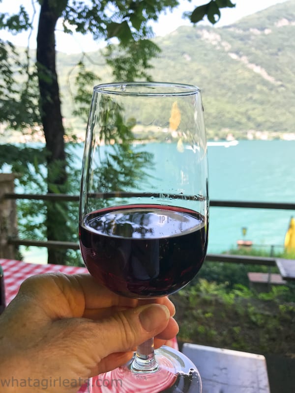 Red wine in a glass overlooking