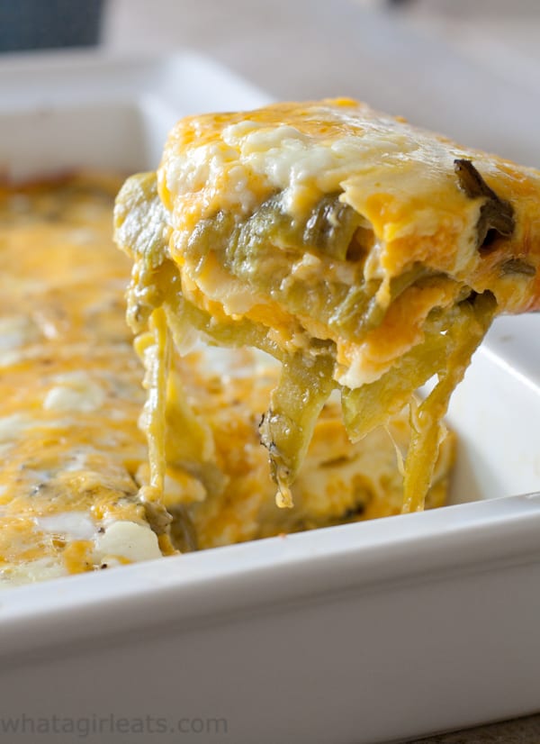 Low Carb Chile Rellenos Casserole from What a Girl Eats