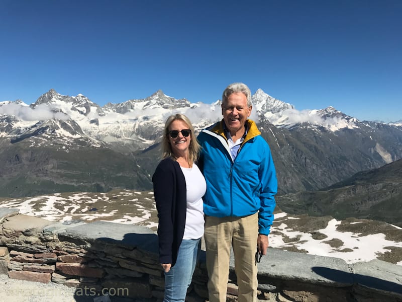 Cynthia with tour guide Amade Perrig in the Swiss Alps.