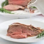 Mint sauce on lamb.