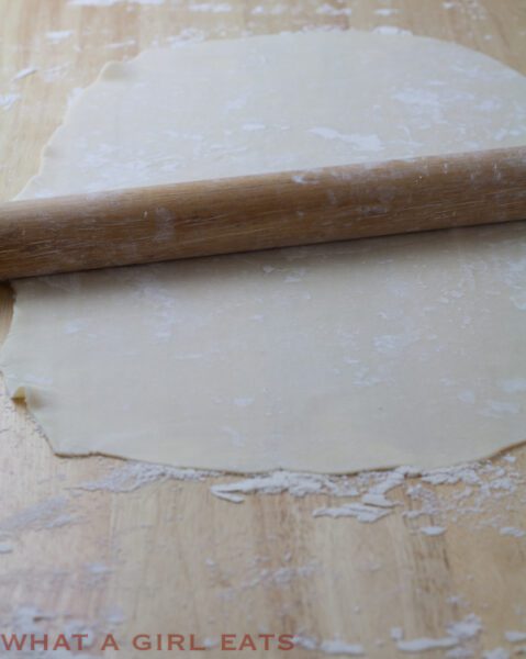 rolling pie dough.