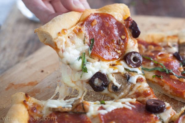 Slice of homemade pizza