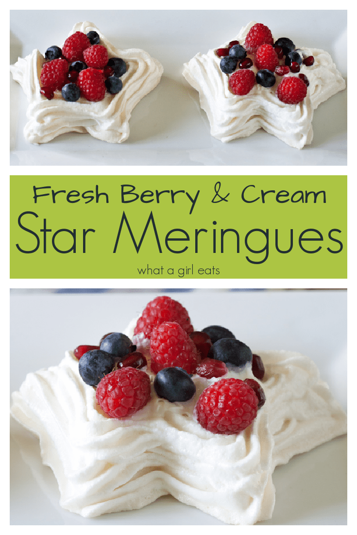Star Spangled Meringues are a delicious, make ahead dessert. Crispy Meringues are filled with fresh whipped cream and summer berries.