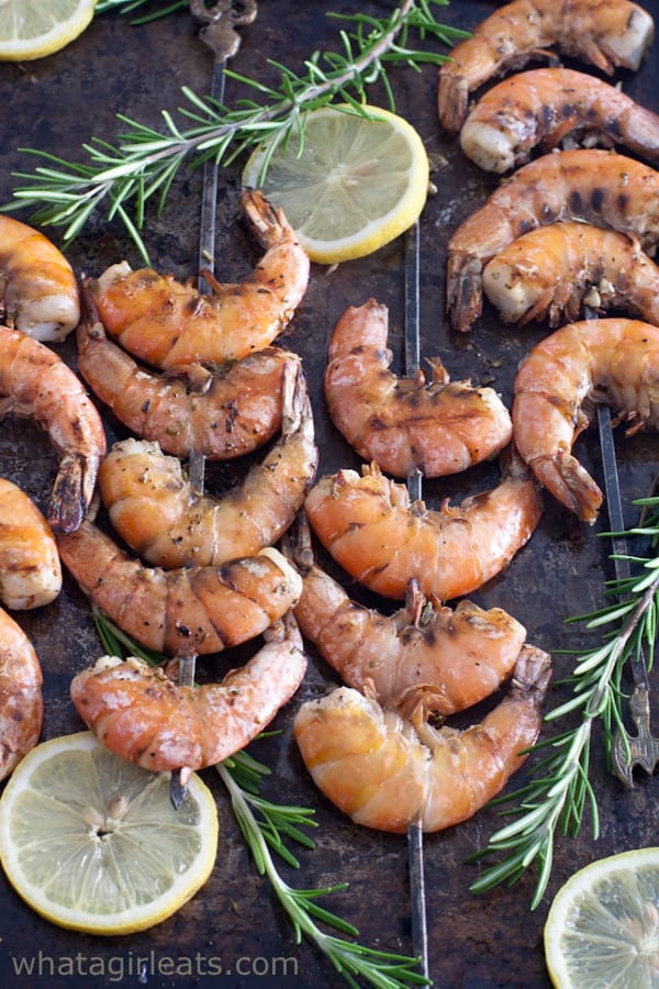 Rosemary shrimp on baking sheet