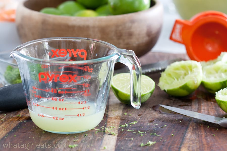 lime juice in a measuring cup