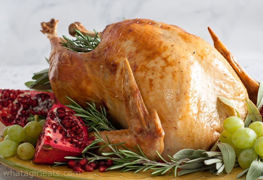 Roasted turkey on a platter.