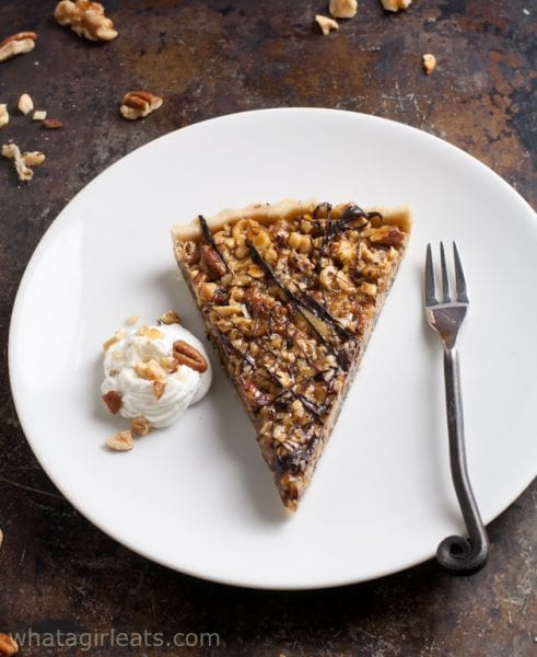 nut tart closeup.