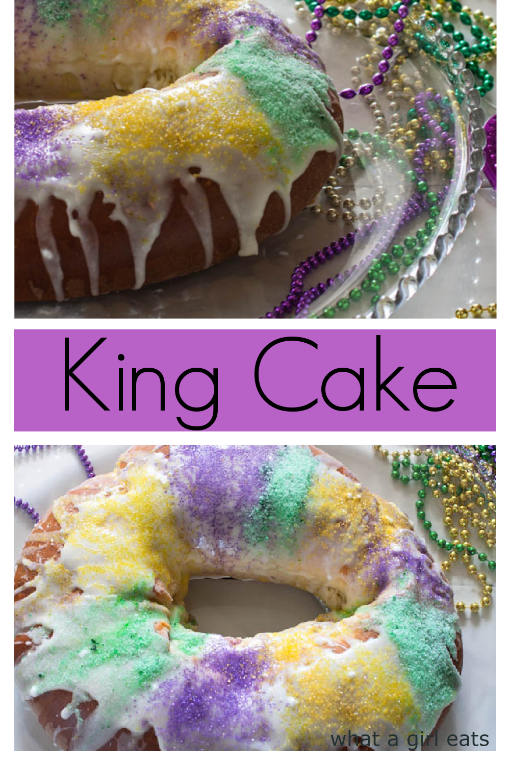 King Cake is a Mardi Gras staple. This cinnamon and cream cheese filled King Cake is made with a rich brioche dough with step by step instructions and video.