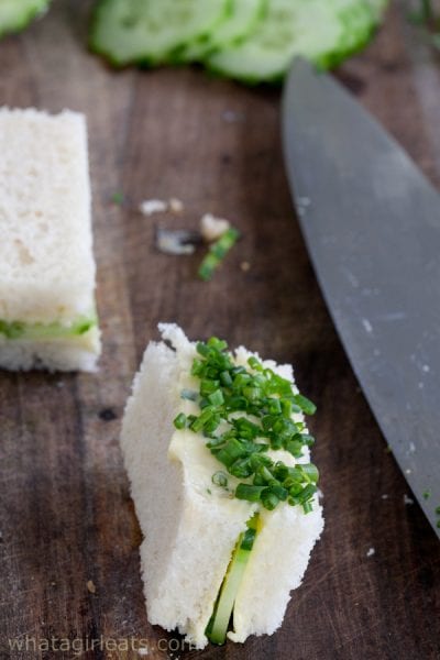 chive on cucumber sandwich
