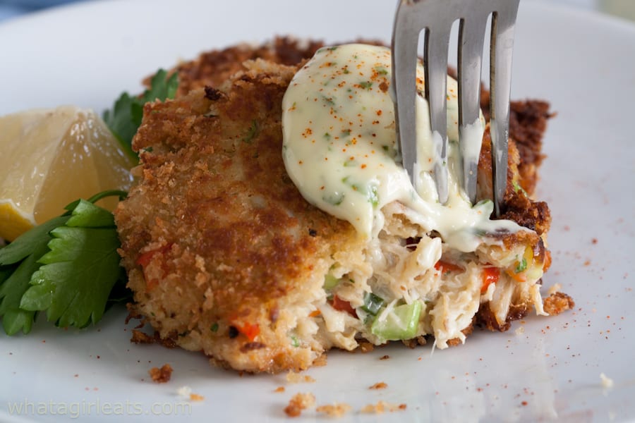 crab cake with fork