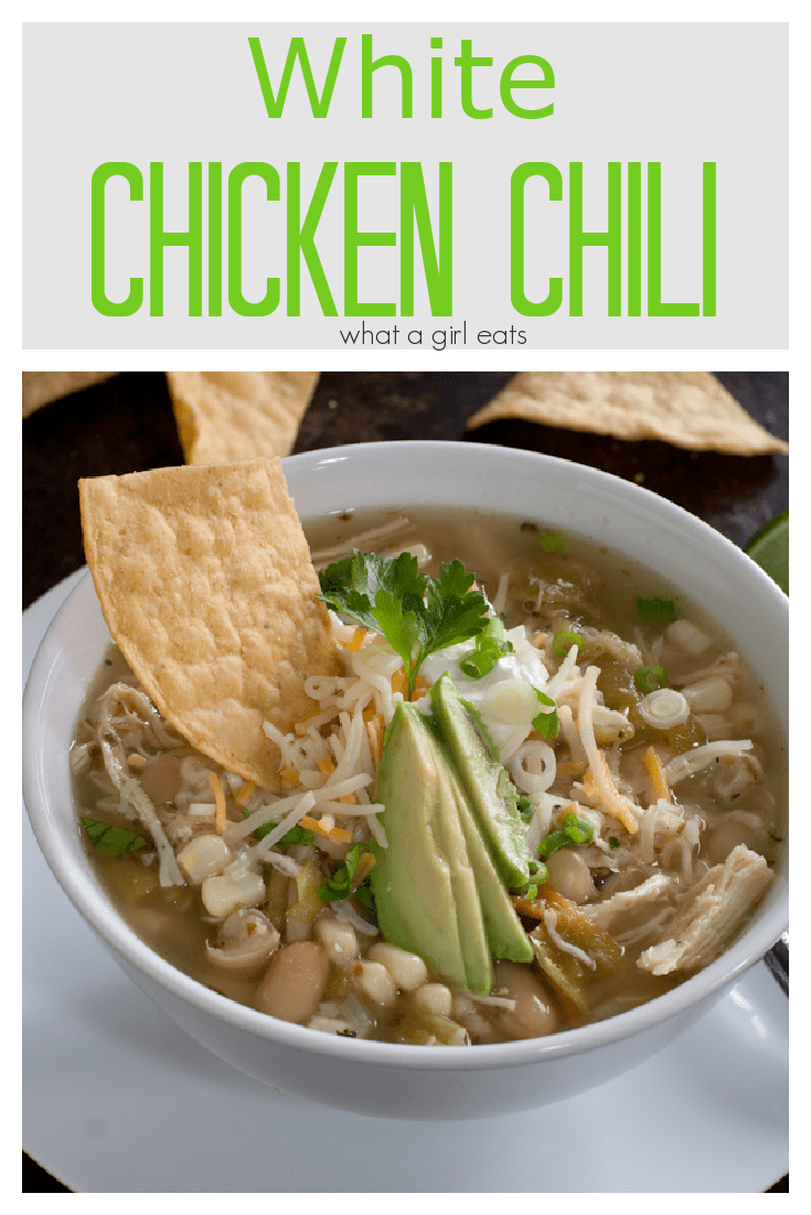 Hearty and comforting, this easy, inexpensive, healthy white chicken chili is made with chicken, corn, white beans, chiles, and spices. Ready in under 40 minutes!