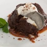 Chocolate pudding cake with spoon