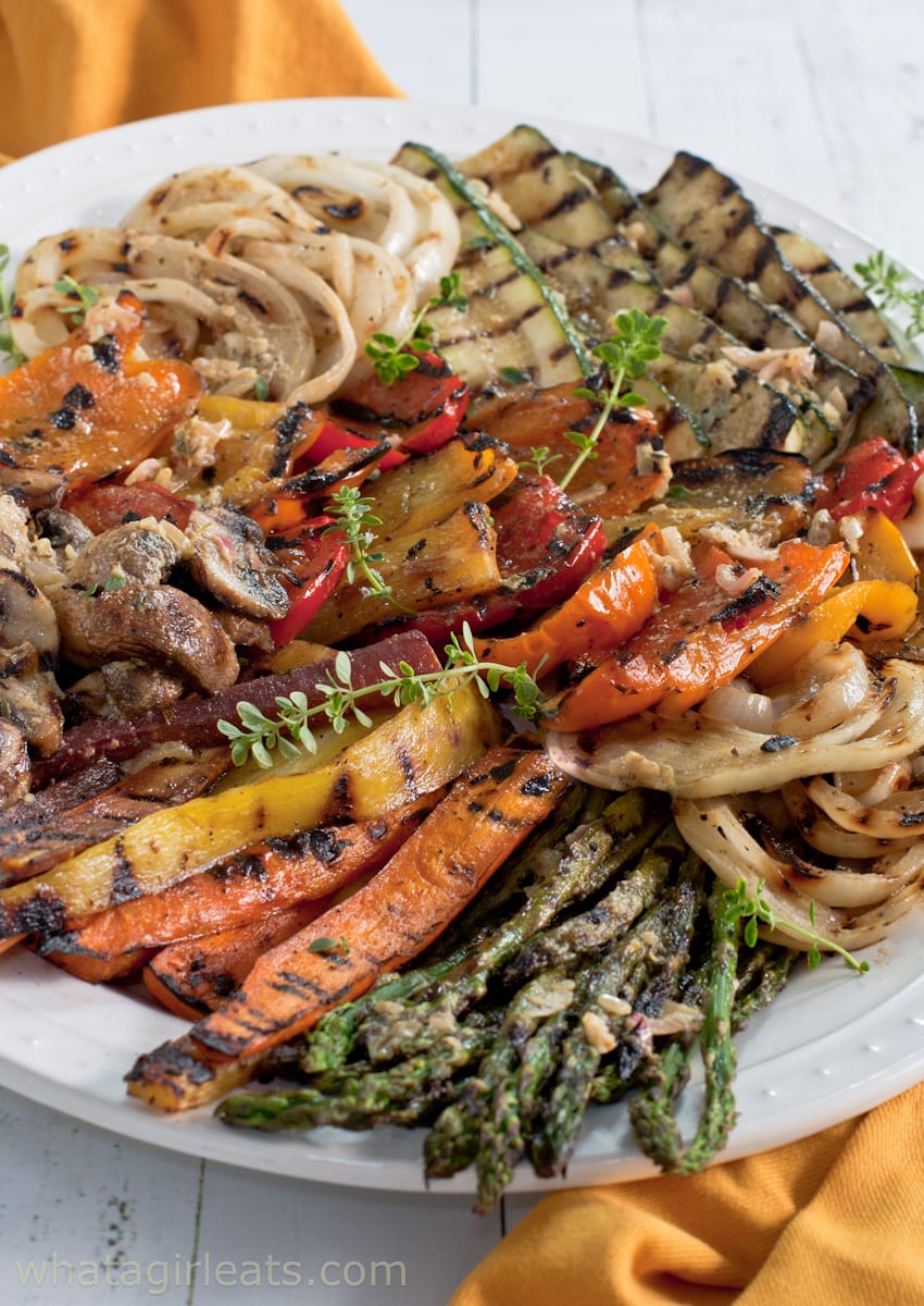 Grilled vegetables on a serving platter.