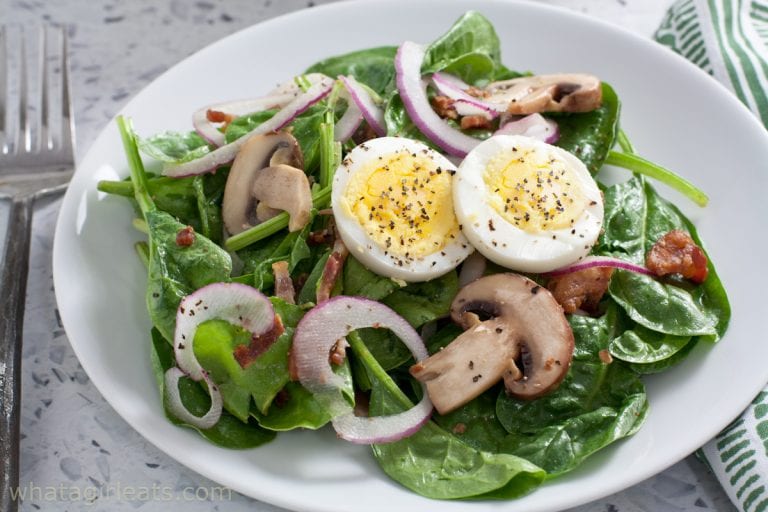 Spinach Salad {with warm bacon dressing}