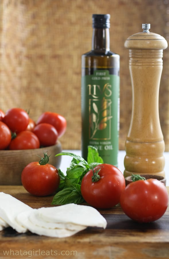 caprese ingredients and olive oil