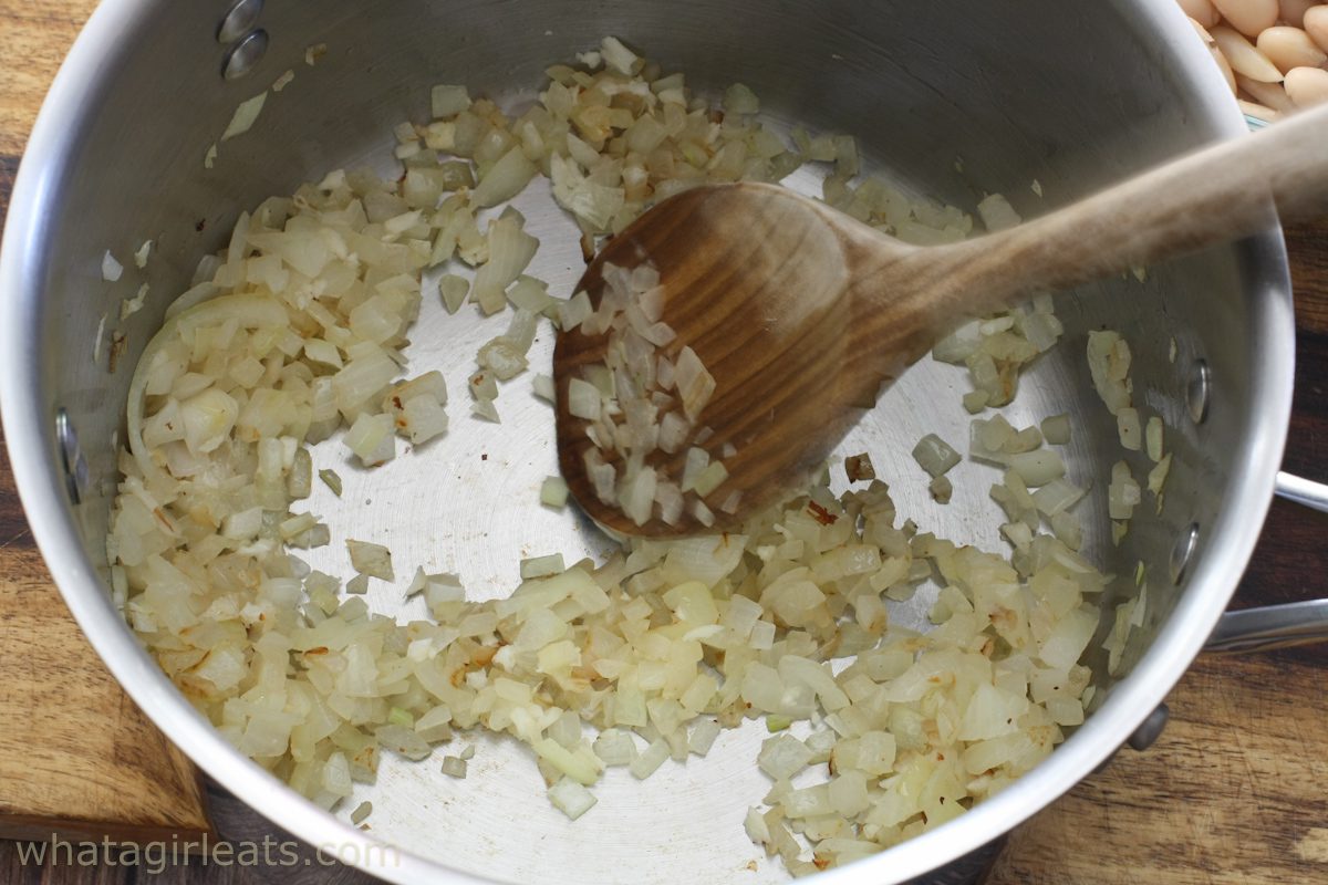 onions in a saucepan.