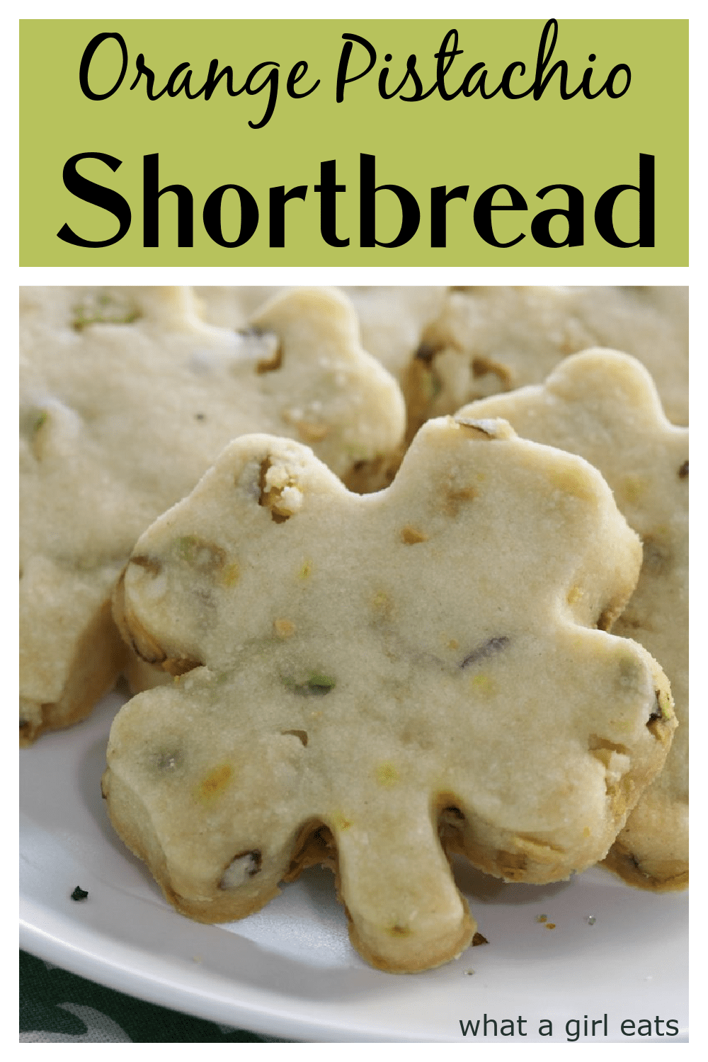 Orange pistachio shortbread is delicious with a cup of tea or dipped in chocolate.