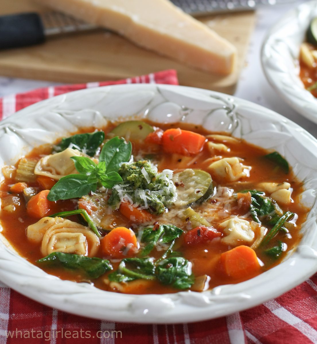 Tortellini Soup with vegetables.