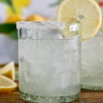 lemon margarita closeup in glass.
