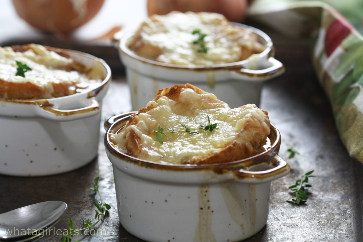 French onion soup on cookie sheet.