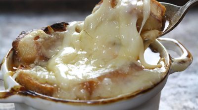 French onion soup with cheese.