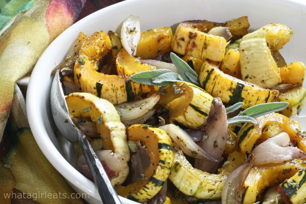 close up of delicata squash.
