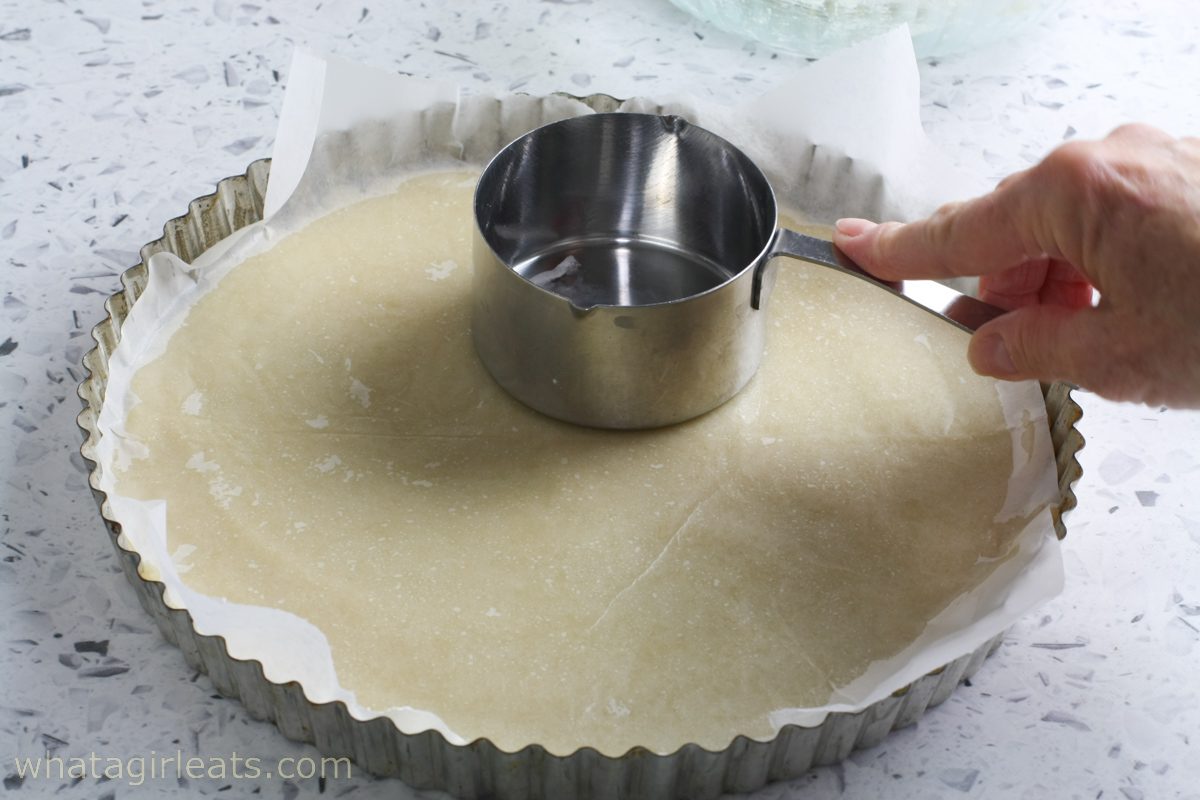 pie dough in tart pan.