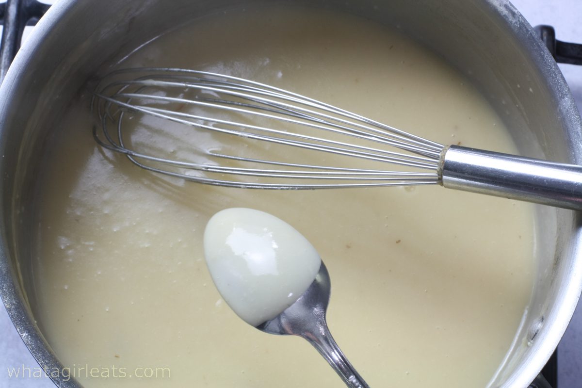 sauce coating the back of a spoon.