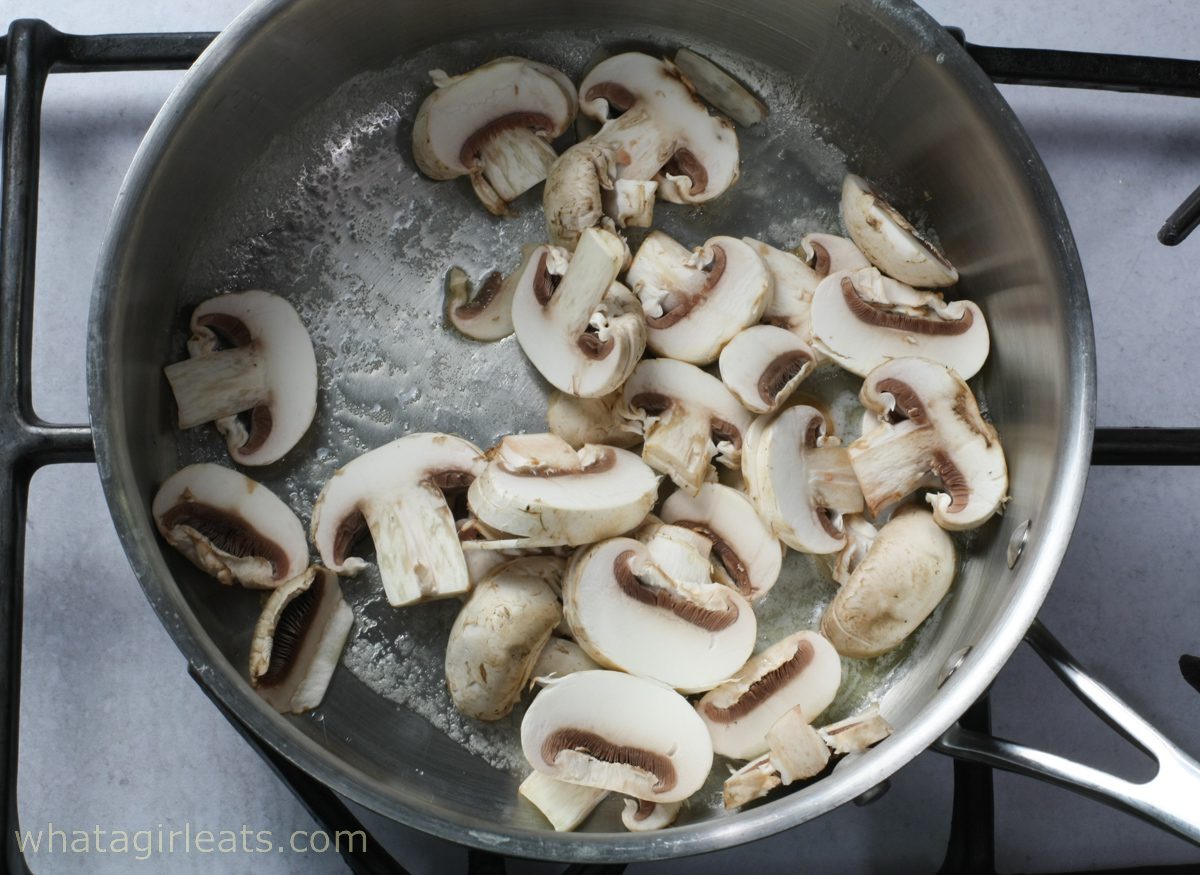 cooking the mushrooms.