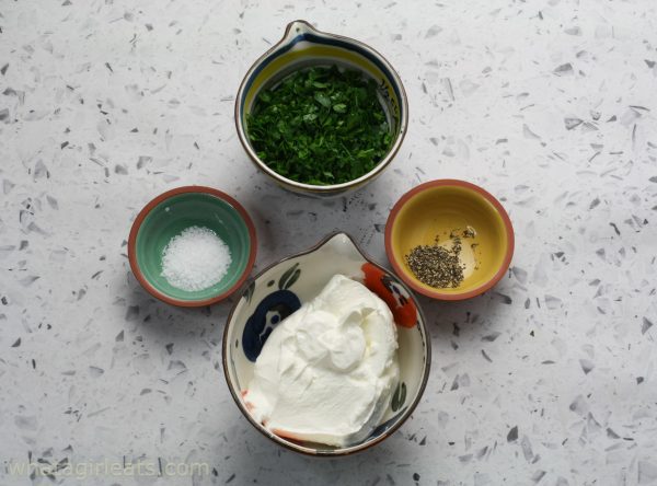 Sour cream, parsley, salt and pepper.