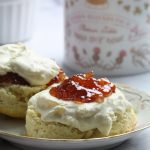 tea scones with jam and cream.