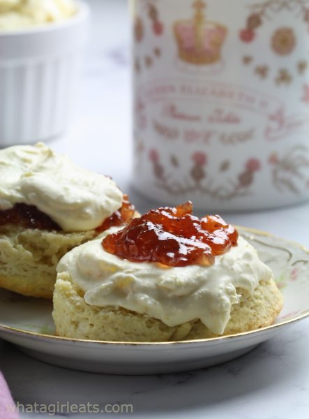 tea scones with jam and cream.