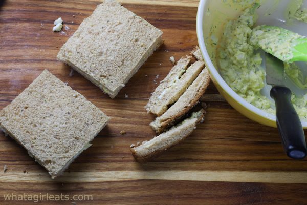 egg salad sandwiches. without crusts.