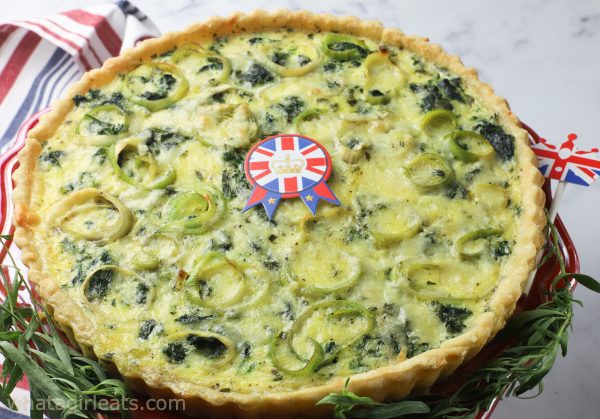 Coronation quiche with crown.