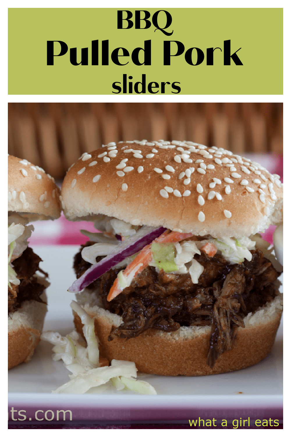 Pulled pork sliders are the perfect summer or game day food. Pork is dry rubbed with spicy, smoky flavors, then slow cooked and served with coleslaw.