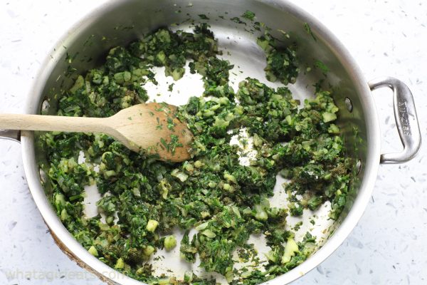 spinach in a saute pan.