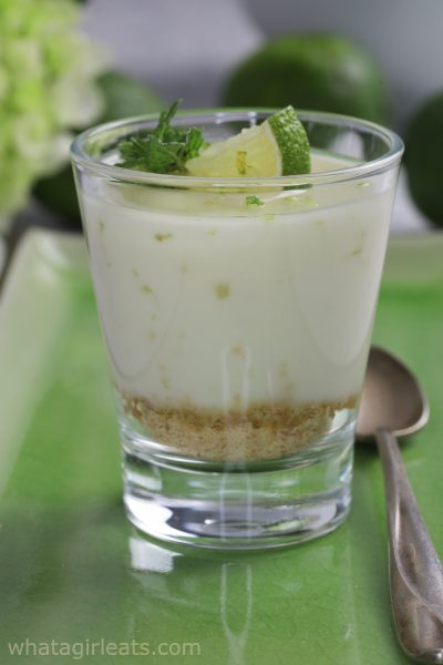 Lime posset in glass.