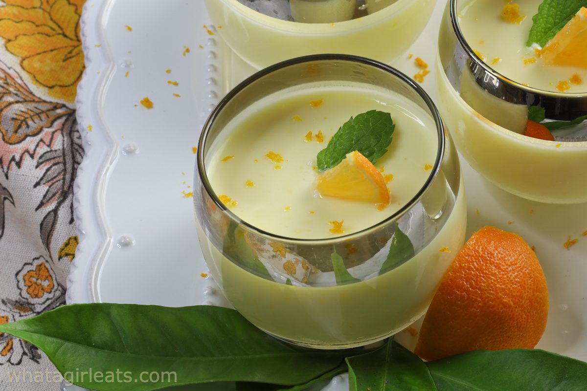 orange posset in small containers.