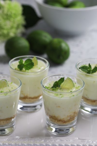 lime posset in small glasses.