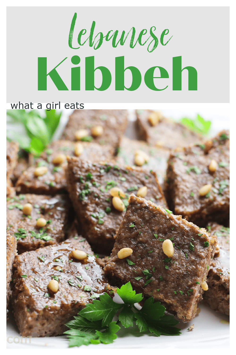 Kibbeh is a traditional Lebanese dish made from ground lamb, spices, pine nuts and bulgur wheat. Serve with pita bread and tzatziki.