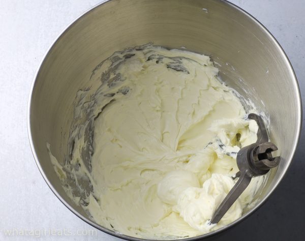 cream cheese in mixing bowl.