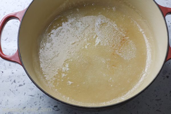 melting butter in dutch oven.