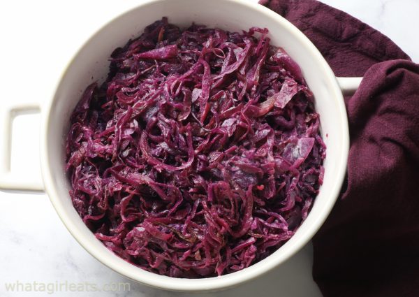 cooked red cabbage.