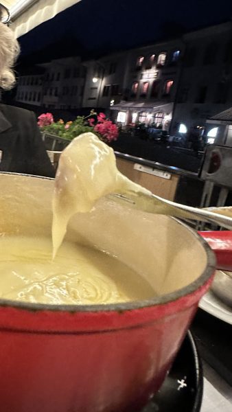 Cheese fondue in Gruyeres.