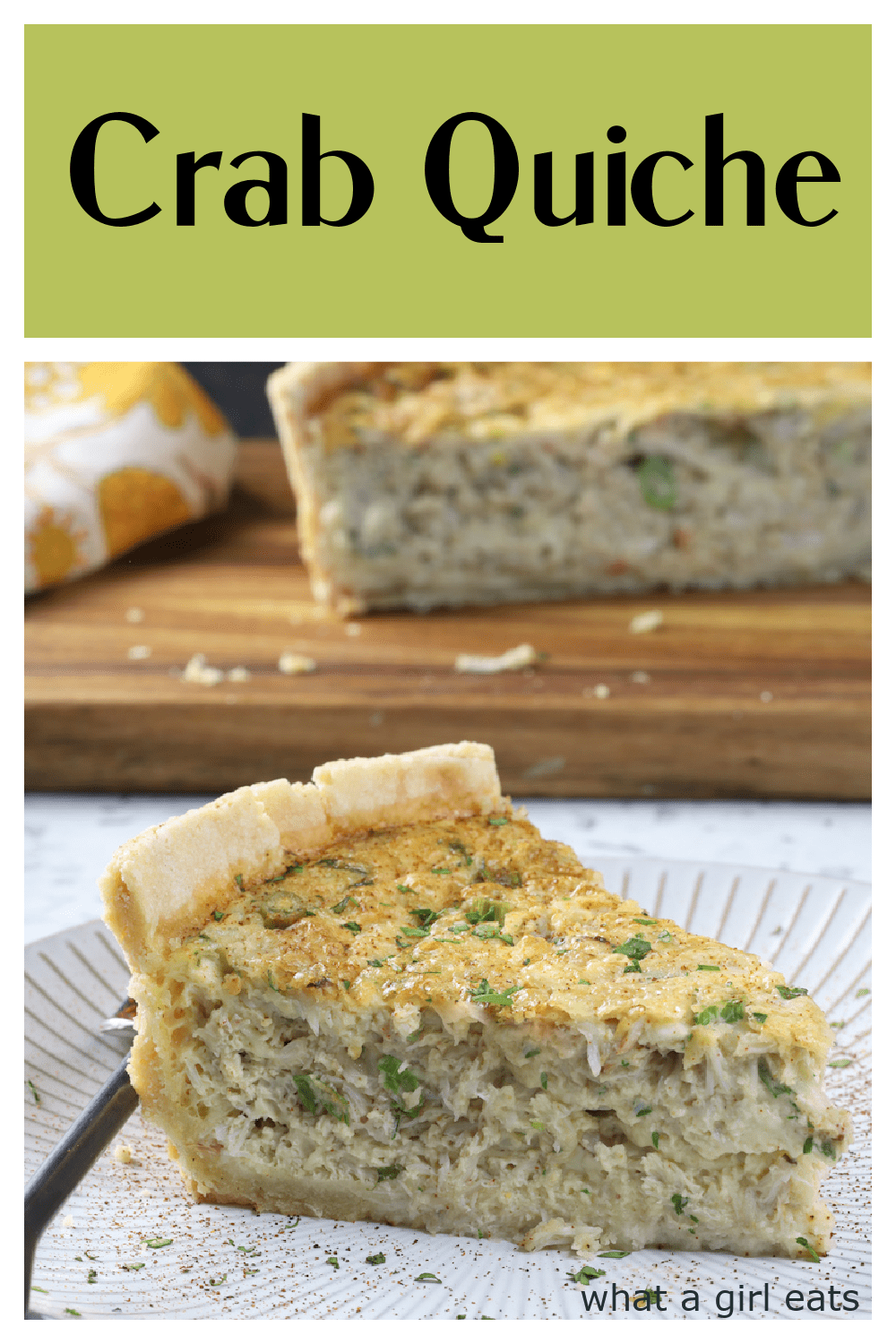 Crab quiche is rich and creamy with lots of real crab meat and a hint of spice. It's perfect for brunches or and elegant lunch.