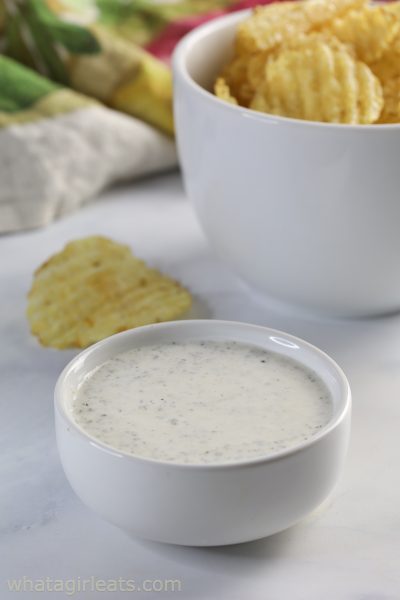 Ranch dressing with chips.
