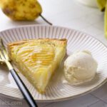 pear tart with vanilla ice cream.