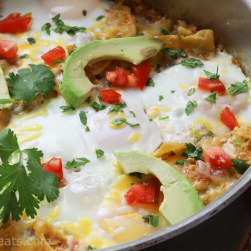 side view of chilaquiles.