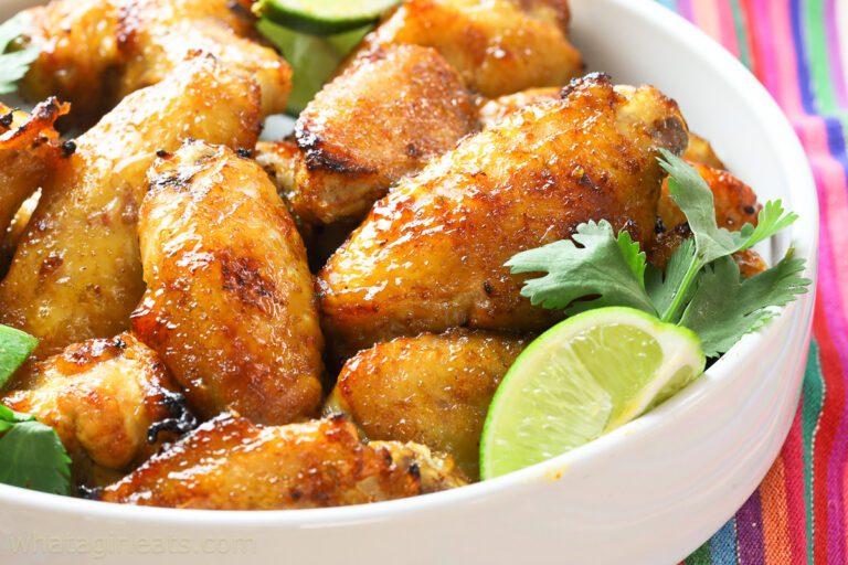 closeup of tequila lime chicken wings.